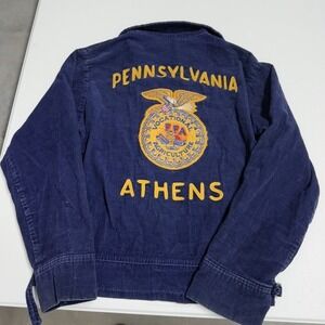 Vintage FFA athens pennsylvania Corduroy Jacket Navy Blue mens Small